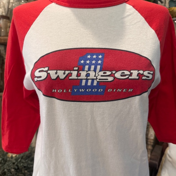 Vintage 90s SWINGERS Diner RAGLAN Tee T-SHIRT Waitress UNIFORM California Small - Picture 2 of 6
